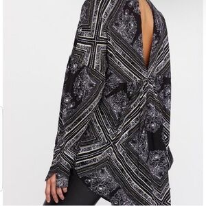 Free People Walking On a Dream Black Patterned Tunic